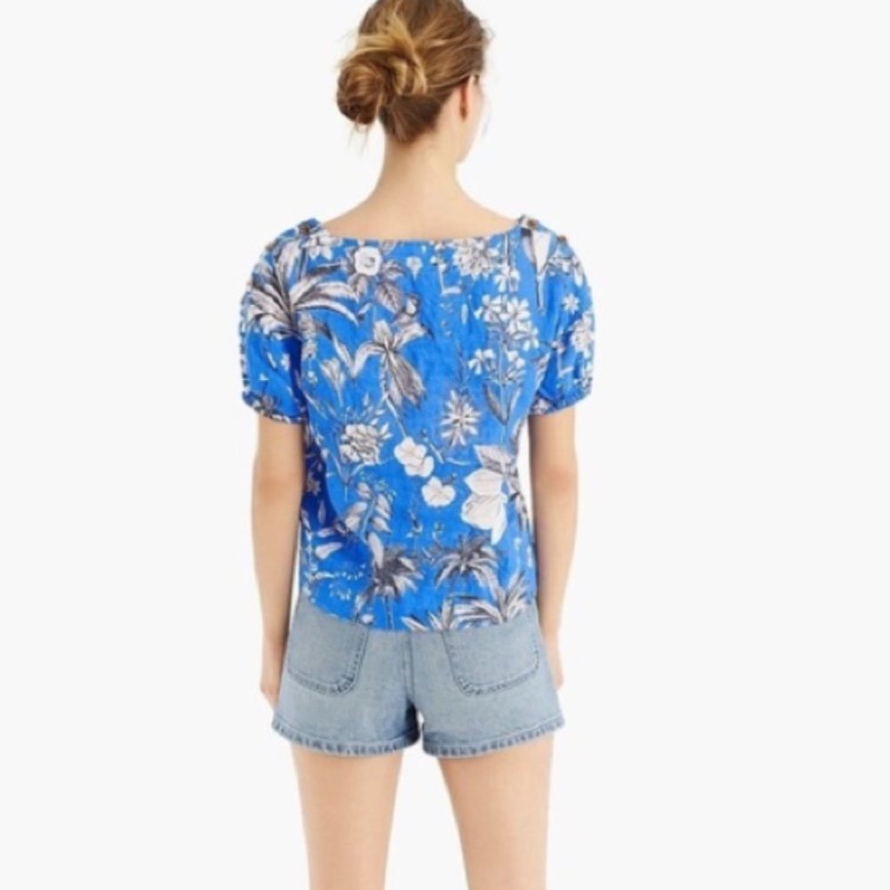 JCrew Size M Tropical Print, Linen Shirt